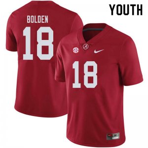 NCAA Youth Alabama Crimson Tide #18 Slade Bolden Stitched College 2019 Nike Authentic Crimson Football Jersey HW17W73XB